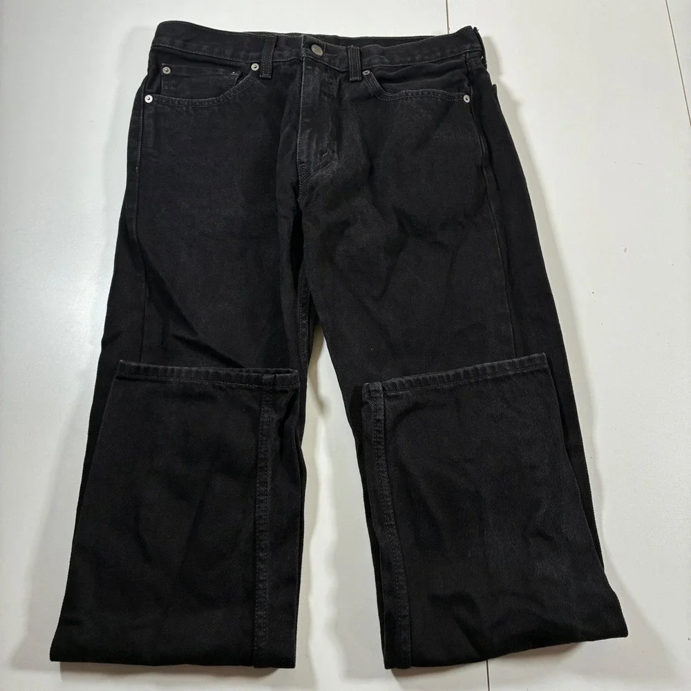 Levis 505 Regular Fit Jeans 34x31 Black Straight Leg Denim USA Cowboy